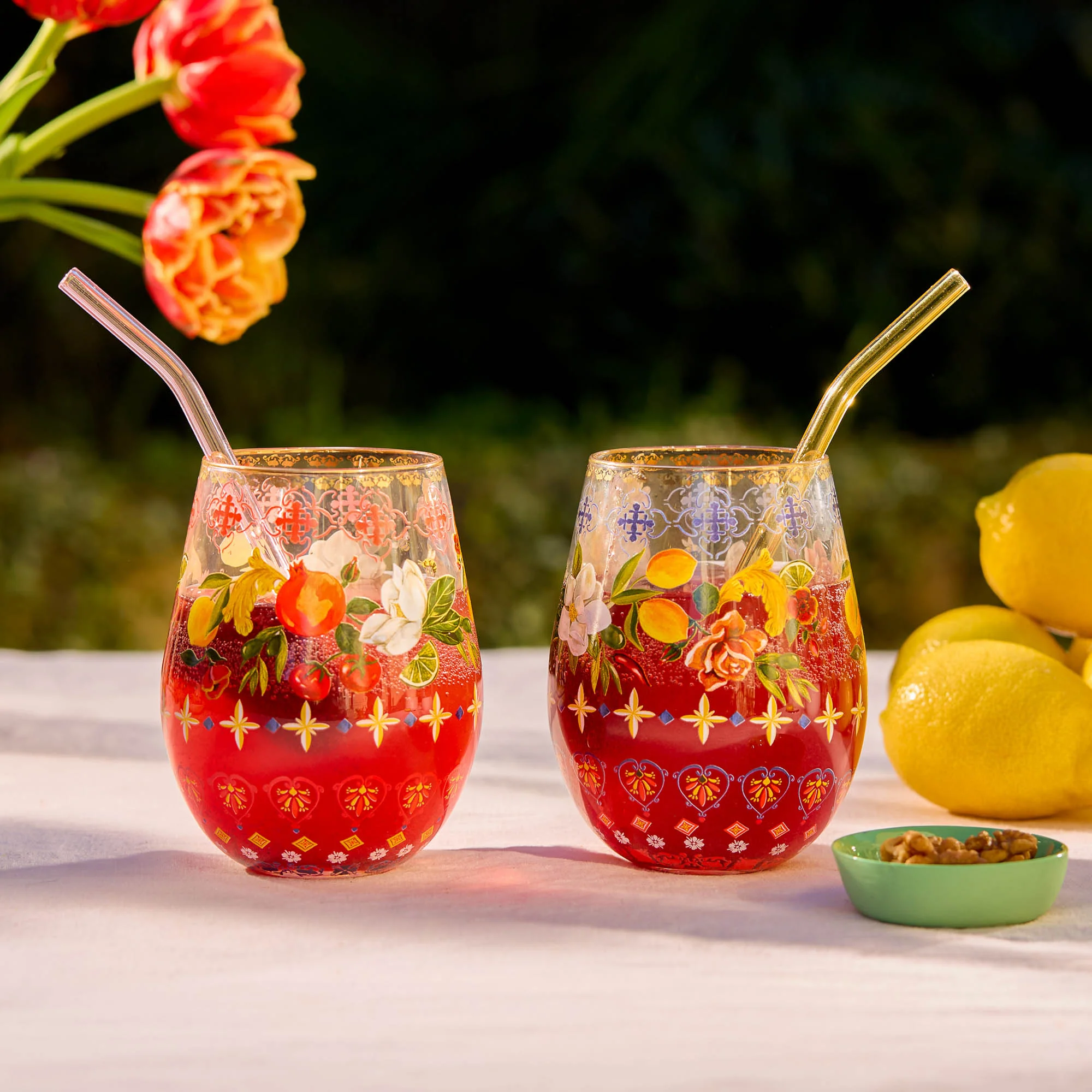 Glass Tumbler Large Set Italian Summer (Set of 2) - Image 4