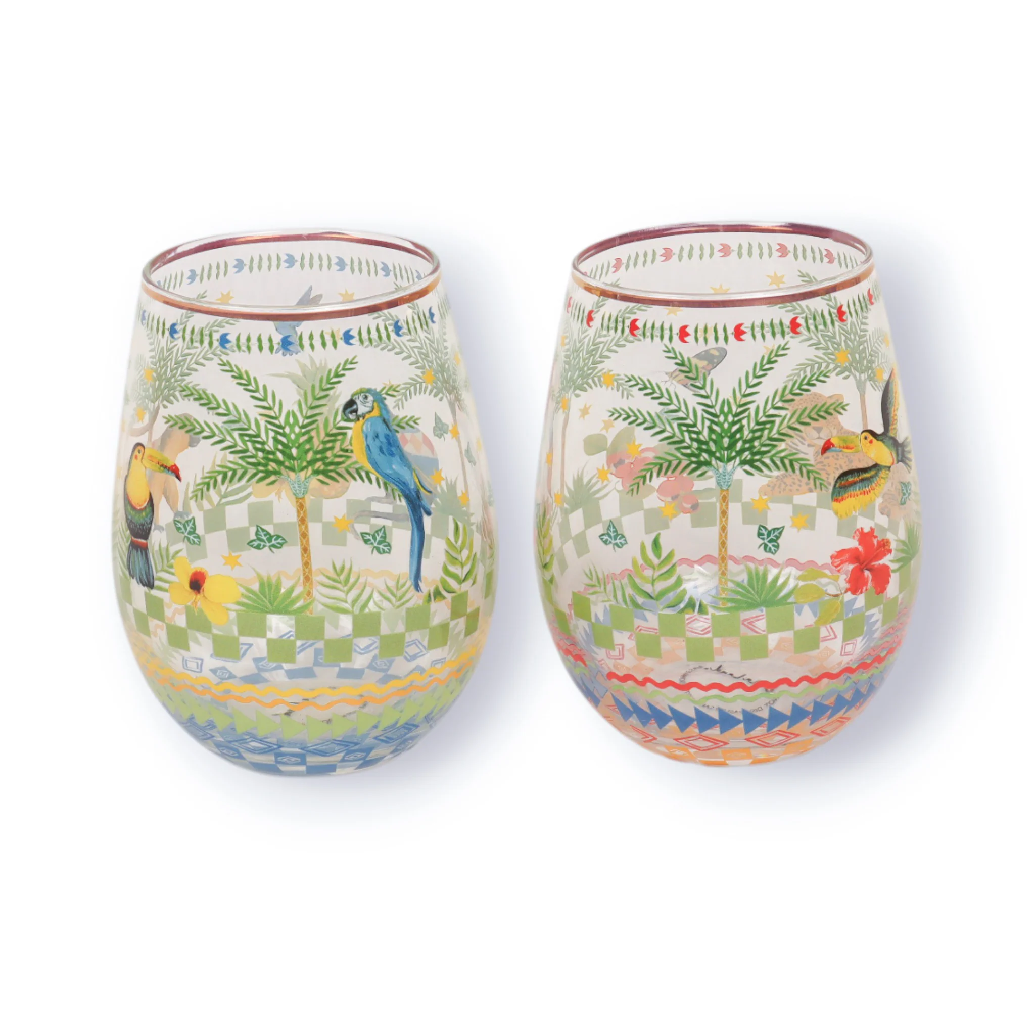 Glass Tumbler Large Set range (Set of two) Brazilian Summer Grid - Image 4