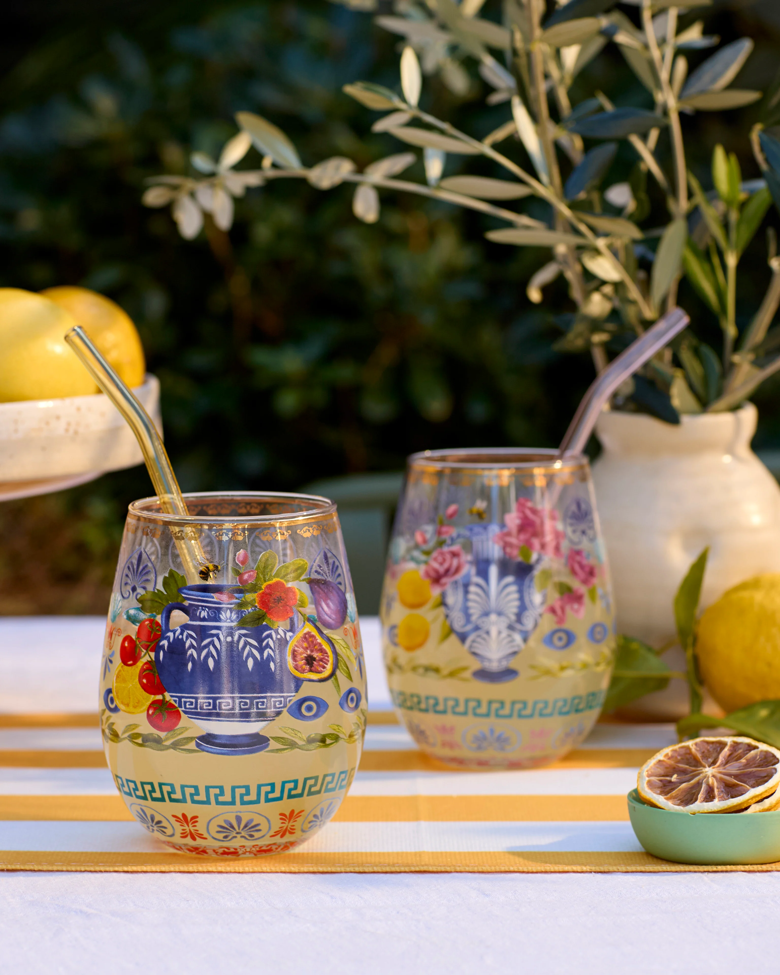 Glass Tumbler Large Set Mediterranean Summer (Set of 2) - Image 3