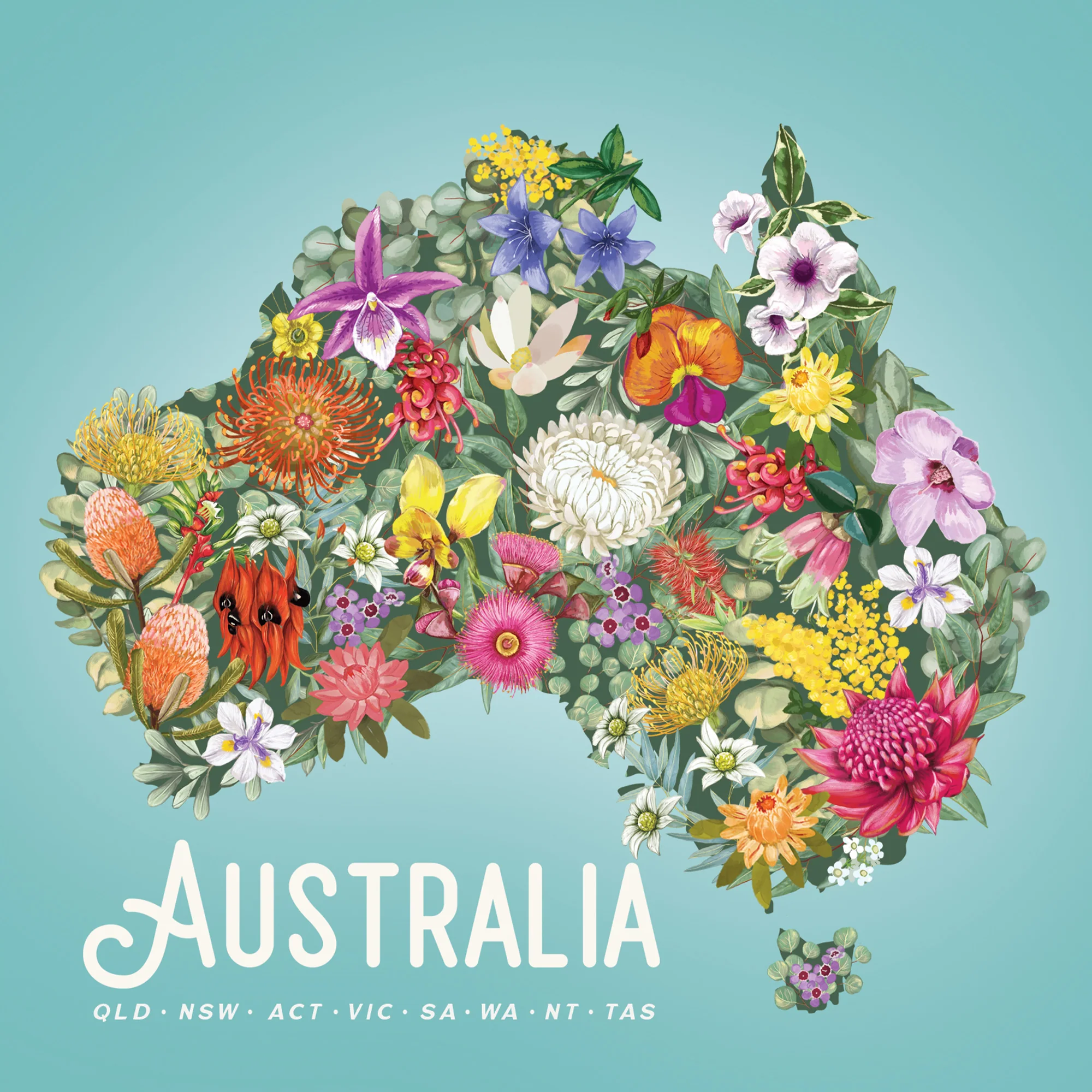 Greeting Card Australia Map Flowers - Image 3