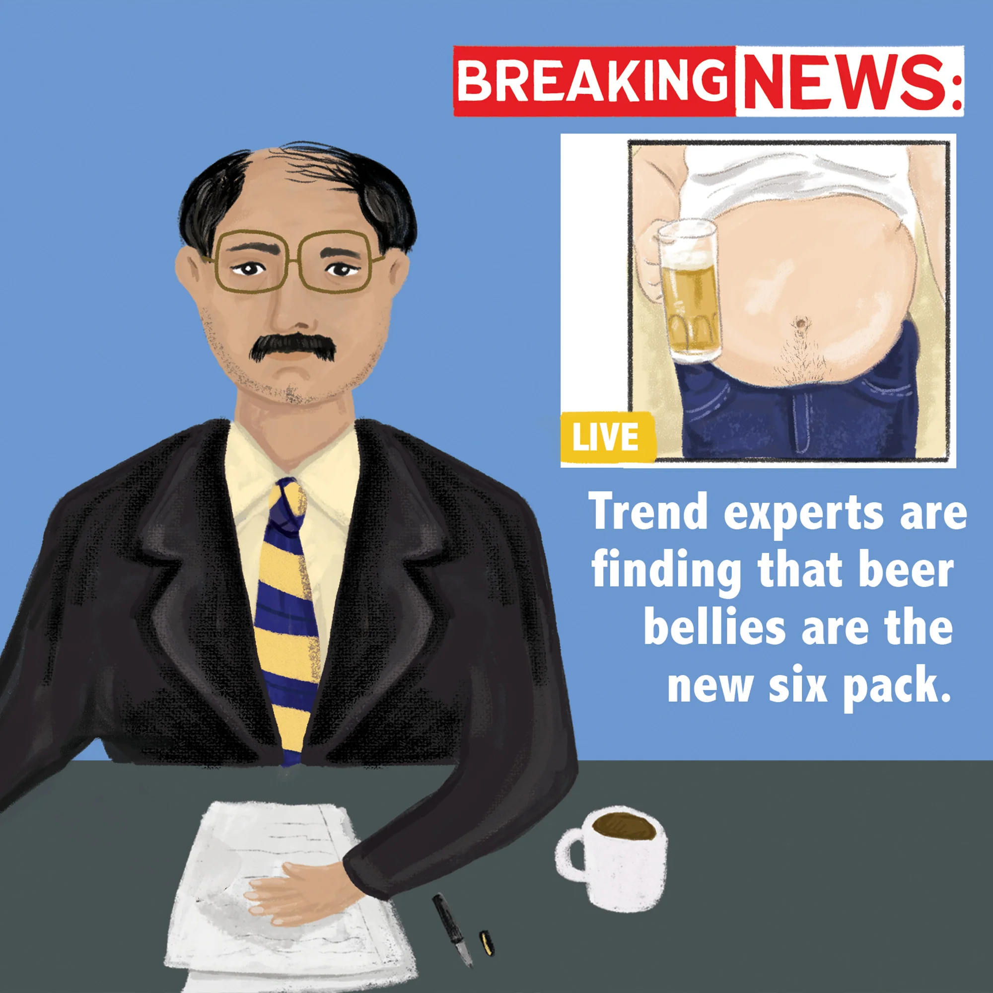 Greeting Card Breaking News Beer Belly - Image 3