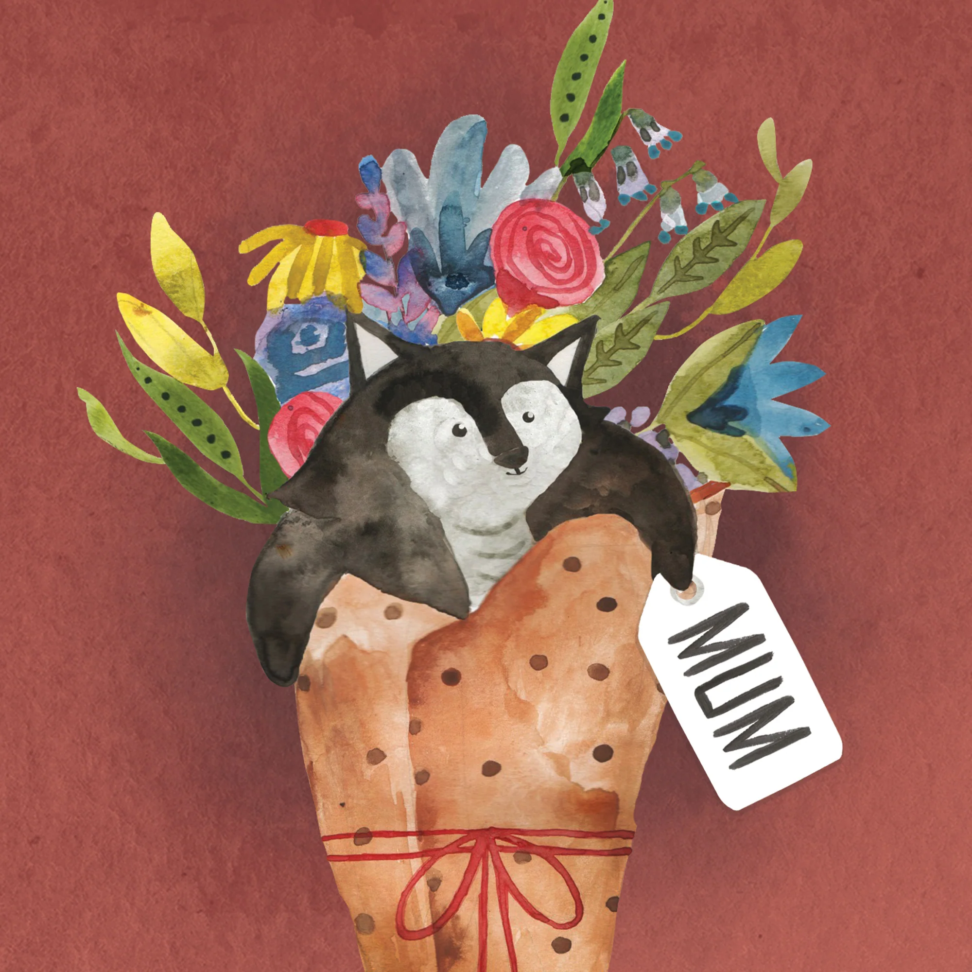 Greeting Card Cat In A Bouquet - Image 3