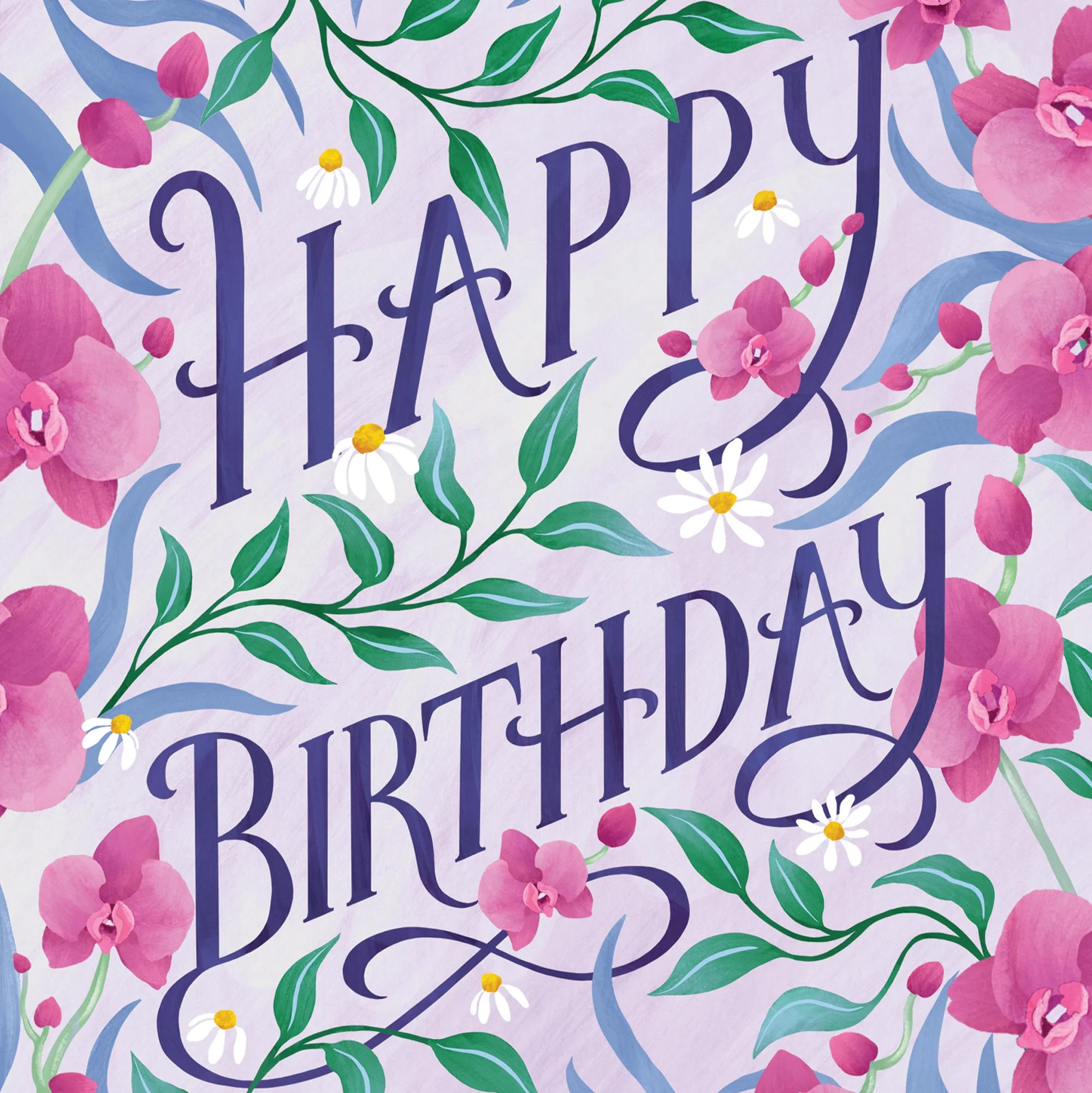 Greeting Card Daisy Orchid Birthday - Image 3