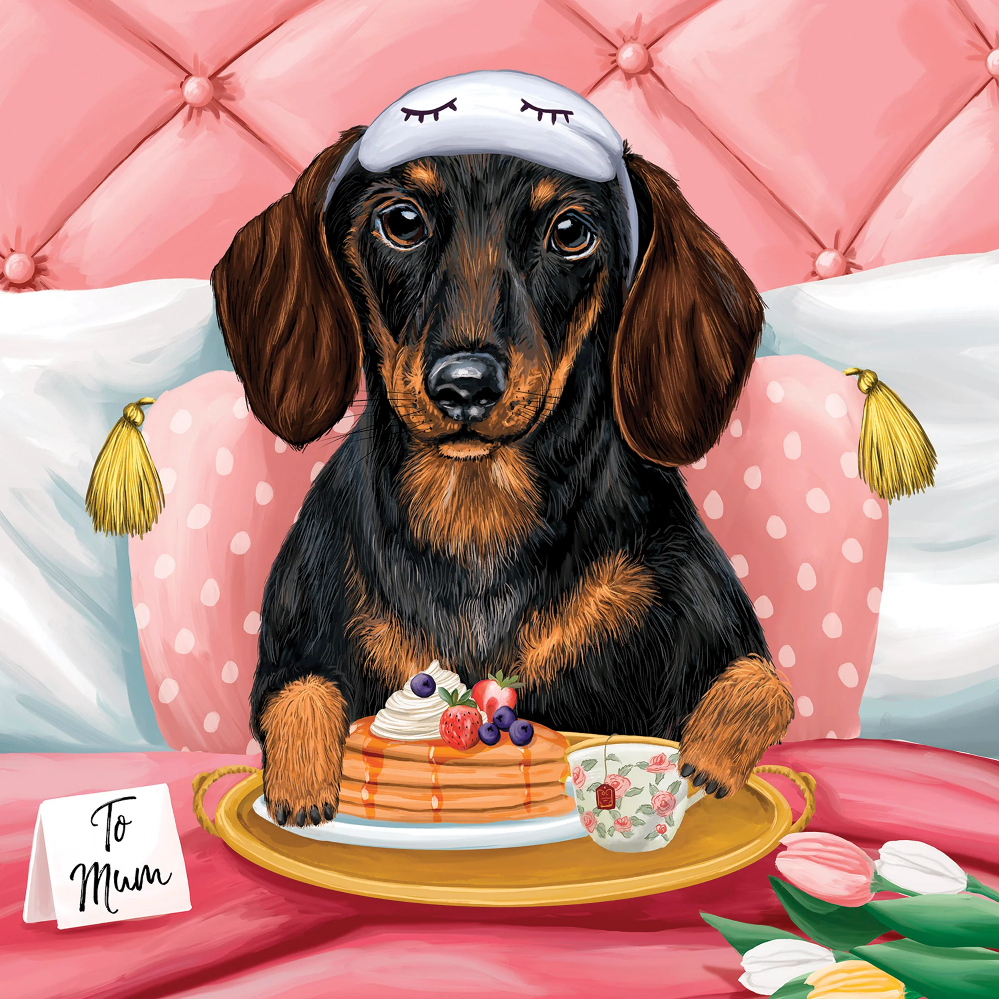 Greeting Card Dachshund Mum In Bed - Image 3