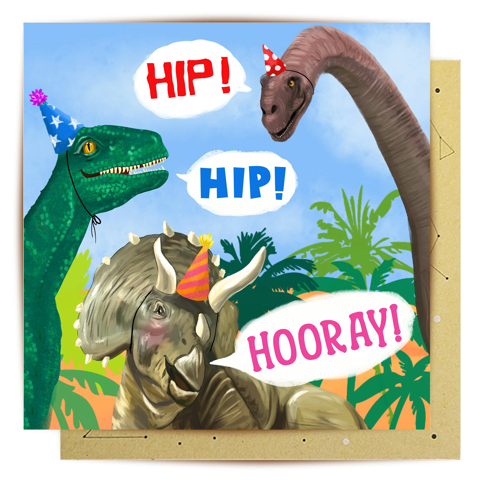 Greeting Card Dino Hip Hip Hooray - Image 2
