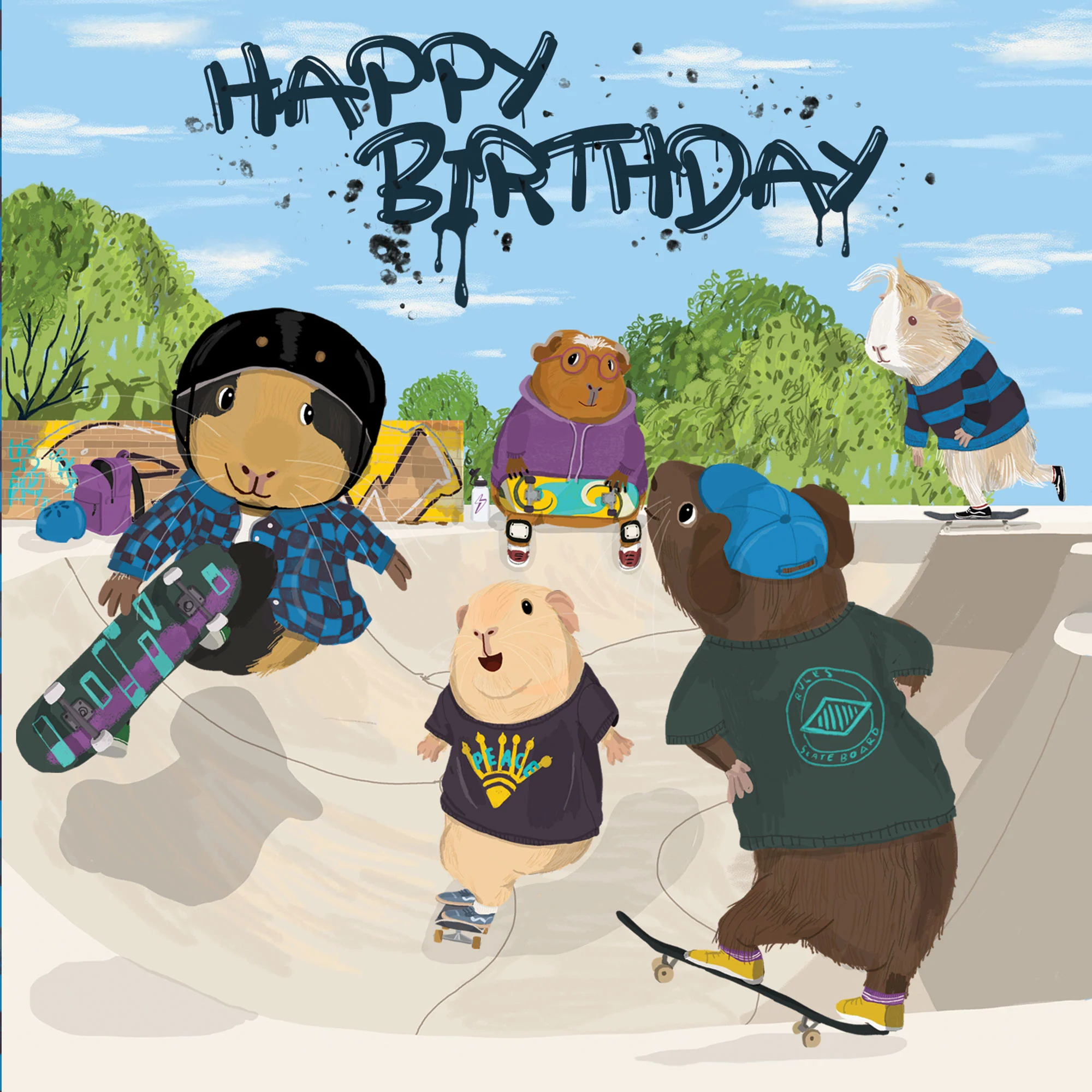 Greeting Card Guinea Pig Skaters - Image 3