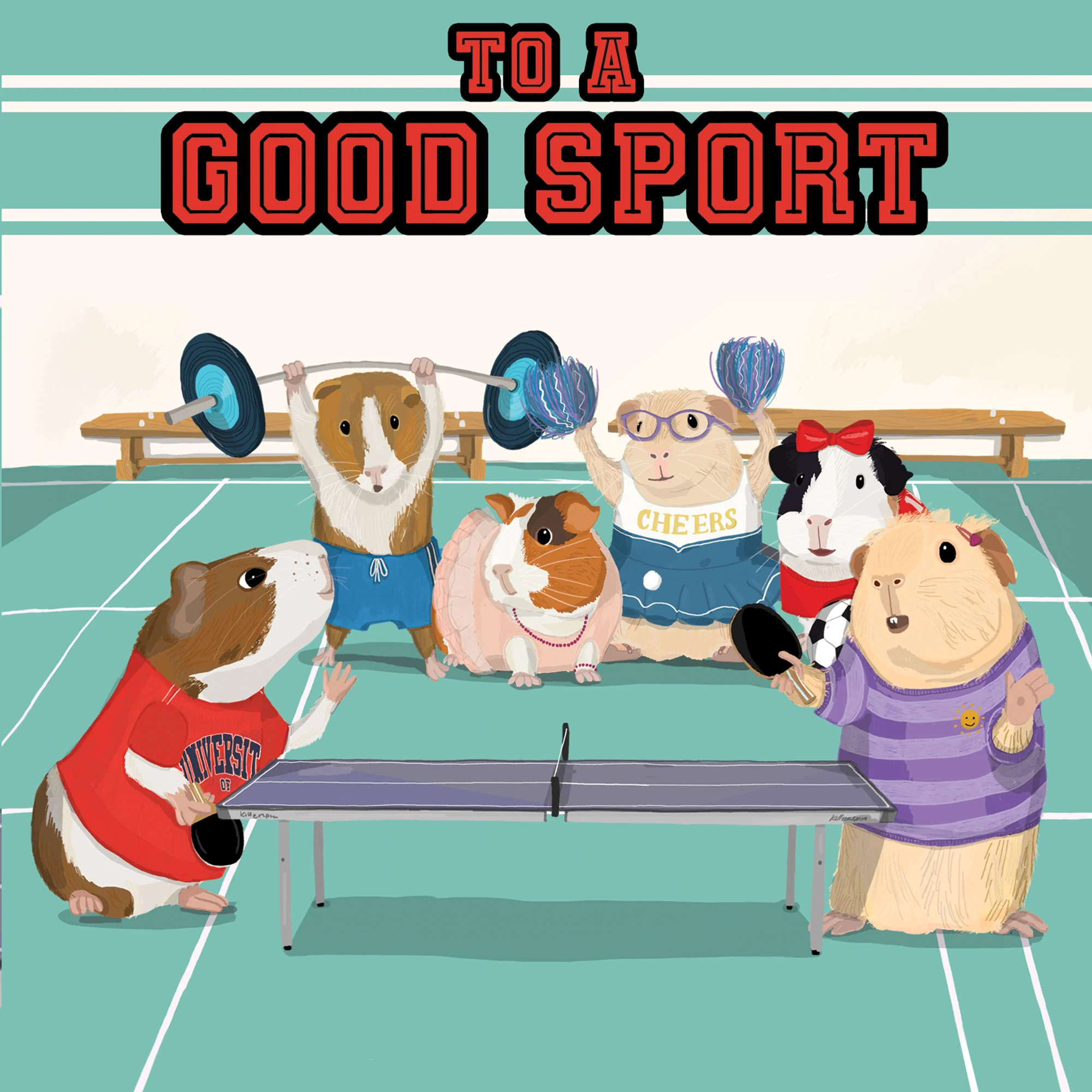 Greeting Card Guinea Pigs Badminton - Image 3