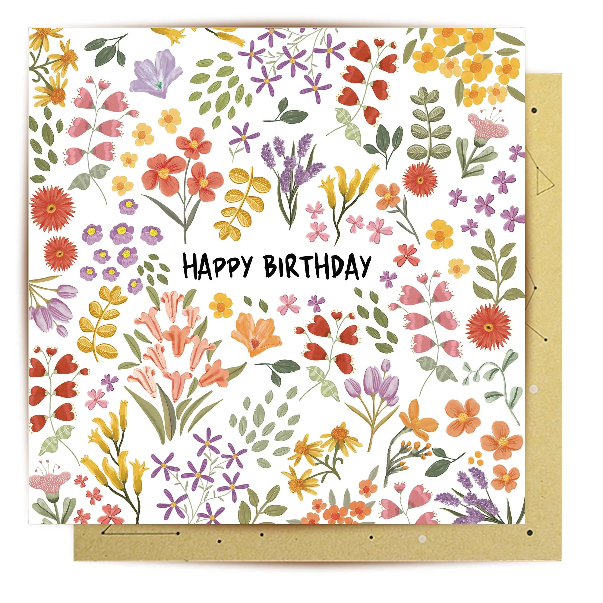 Greeting Card Happy Birthday Tiny Flowers