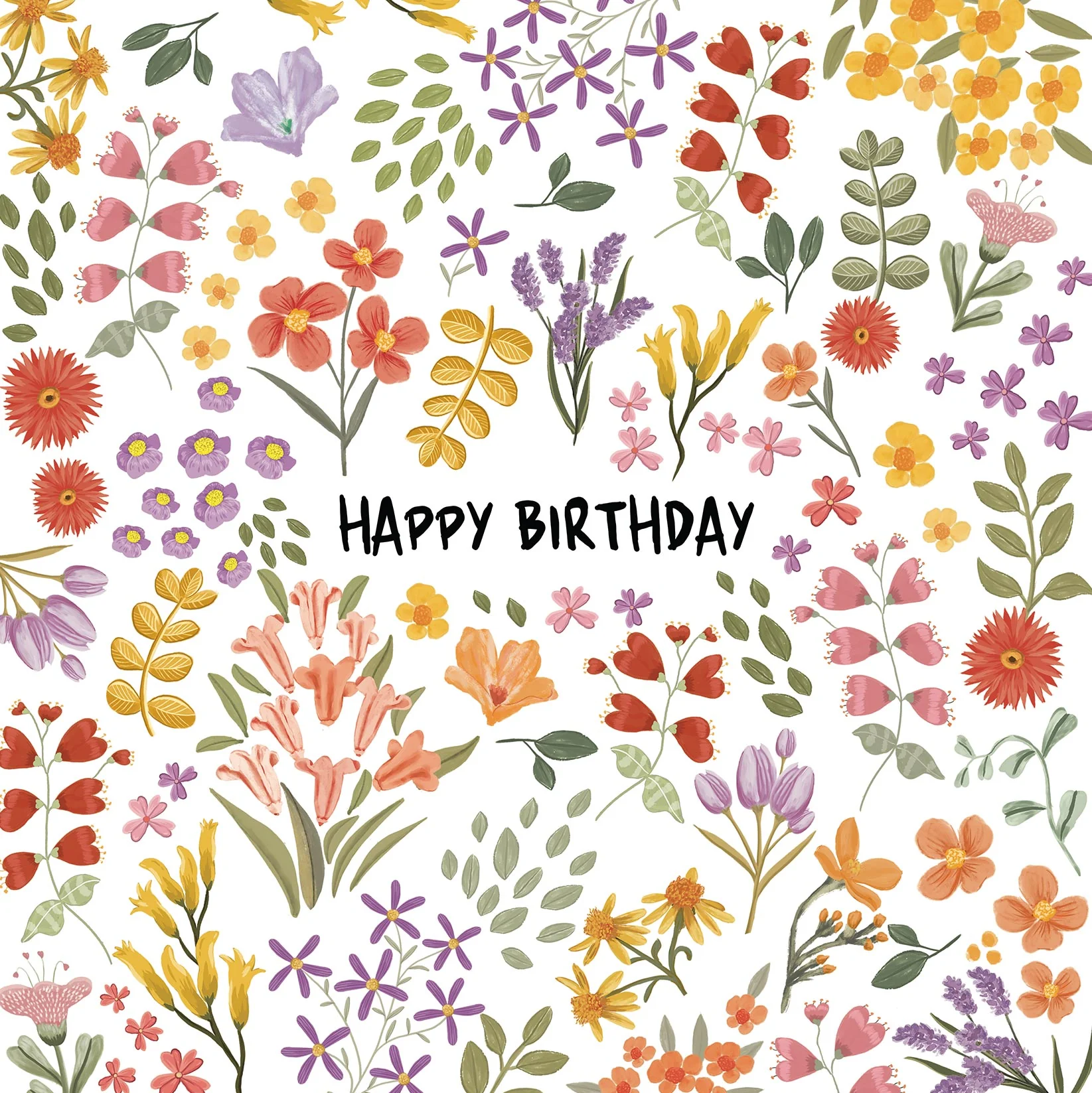 Greeting Card Happy Birthday Tiny Flowers - Image 3