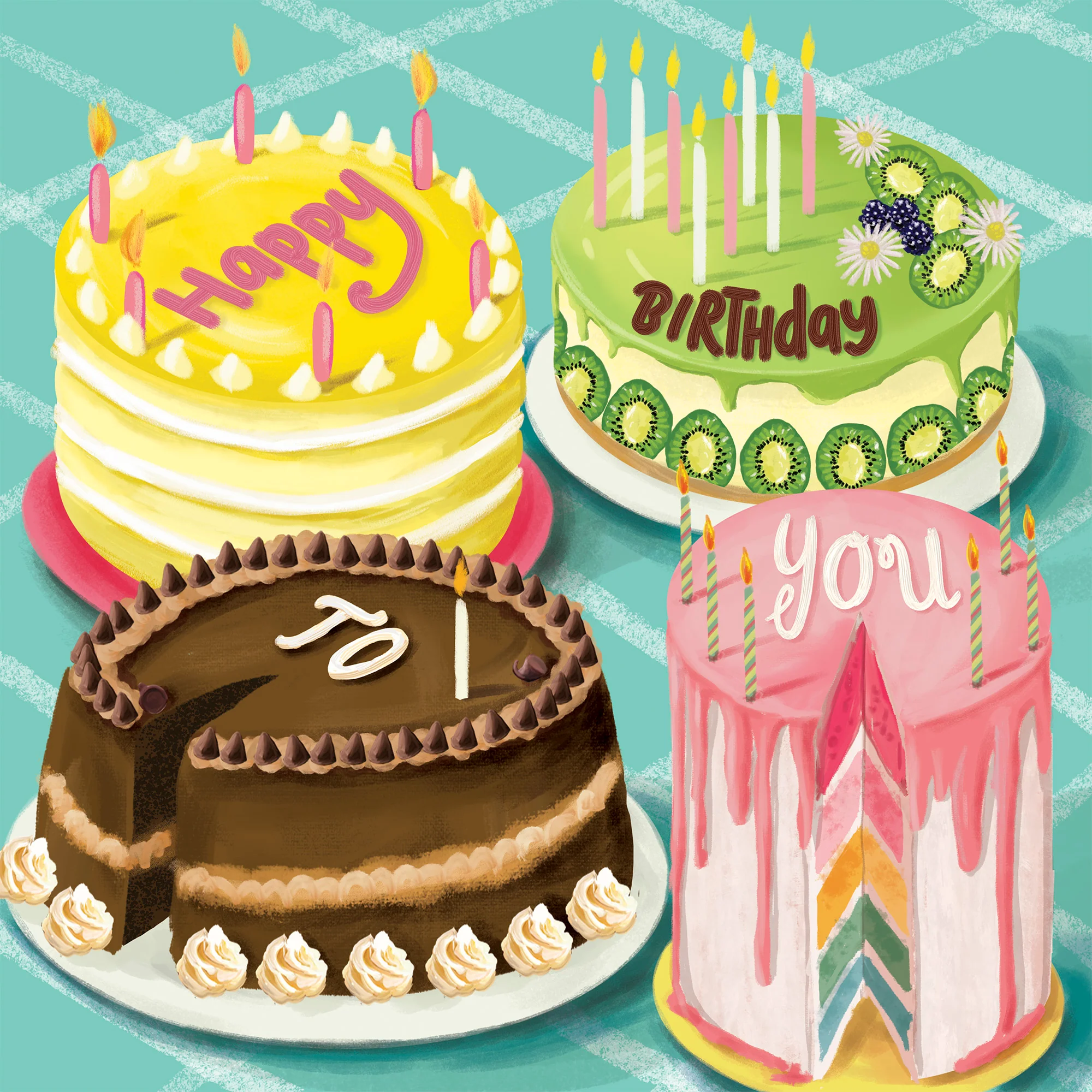 Greeting Card Happy Birthday Vintage Cakes - Image 4