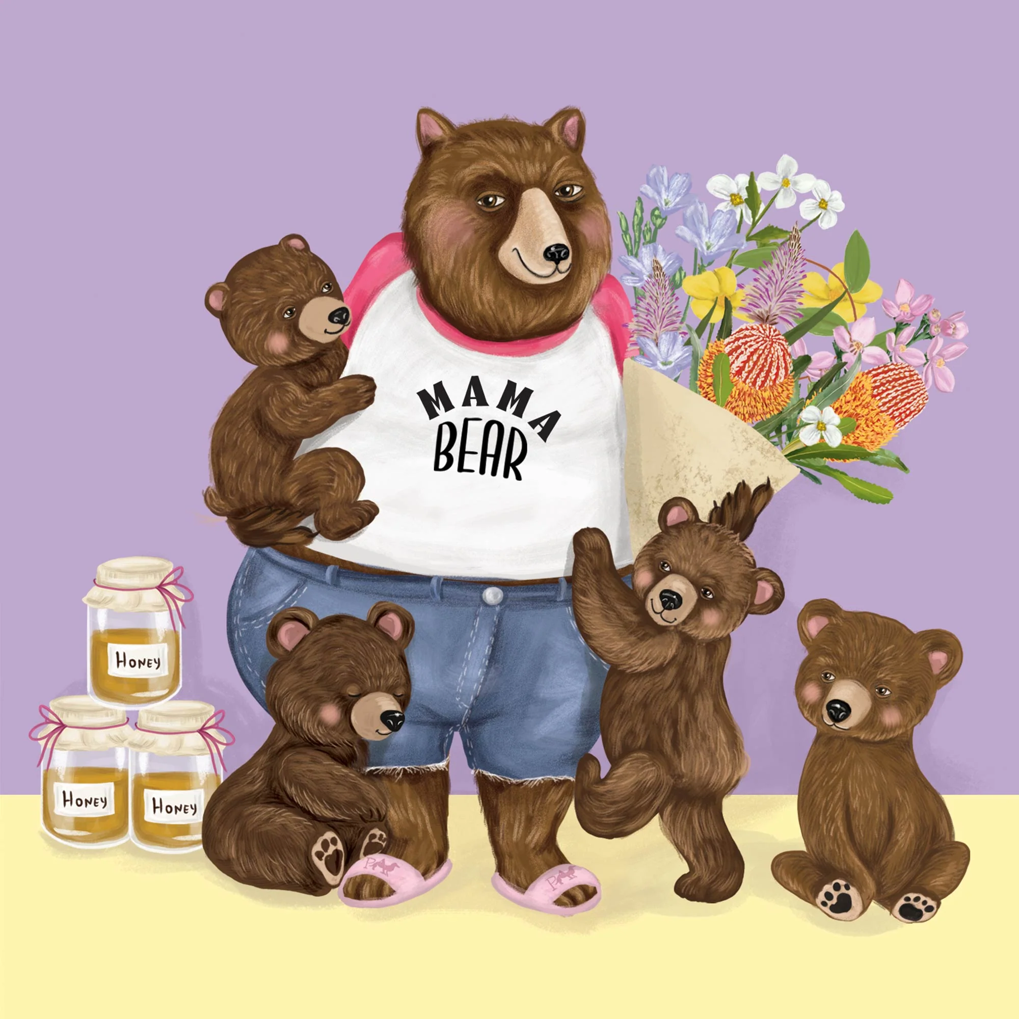 Greeting Card Mama Bear And Kids - Image 3
