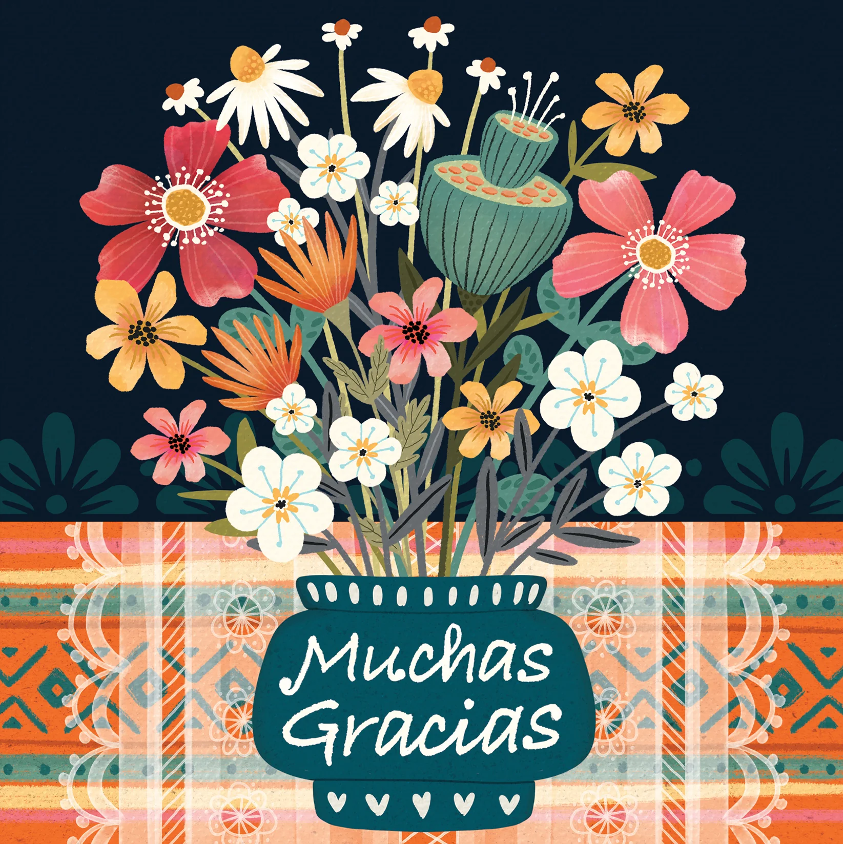 Greeting Card Muchas Gracias Bouquet - Image 3