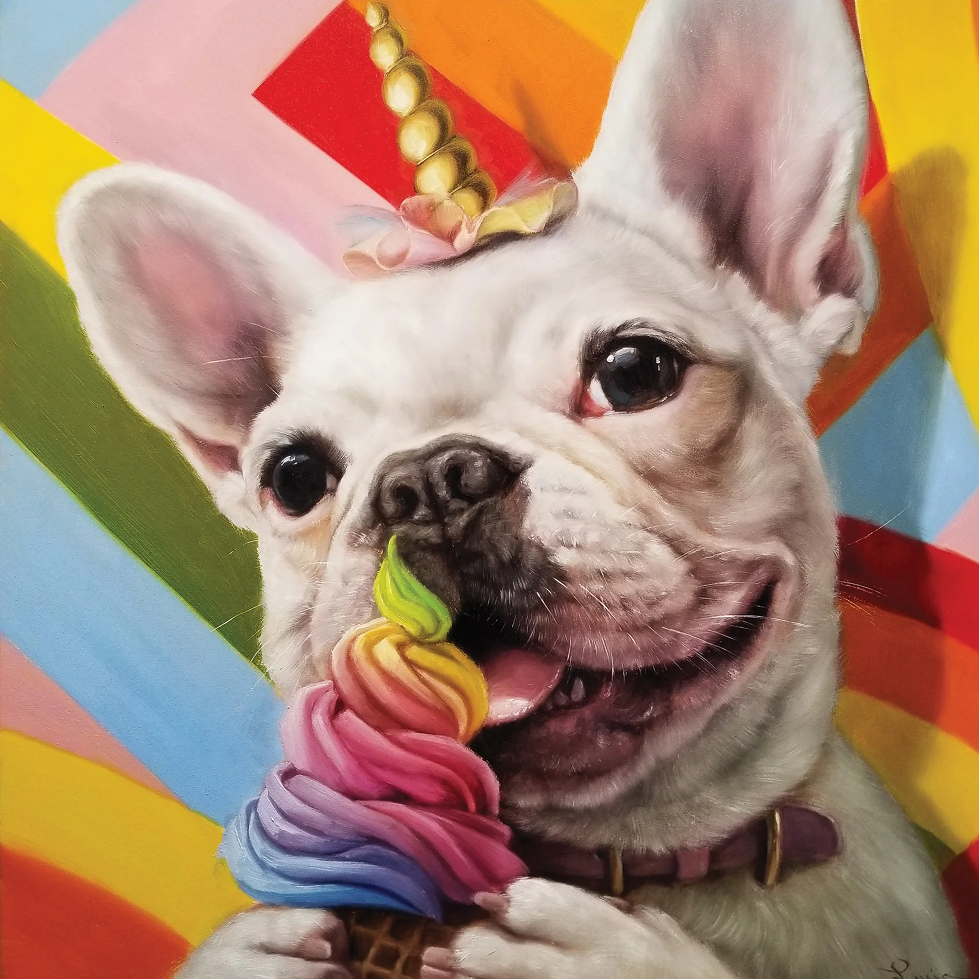 Greeting Card Rainbow French Bulldog - Image 2