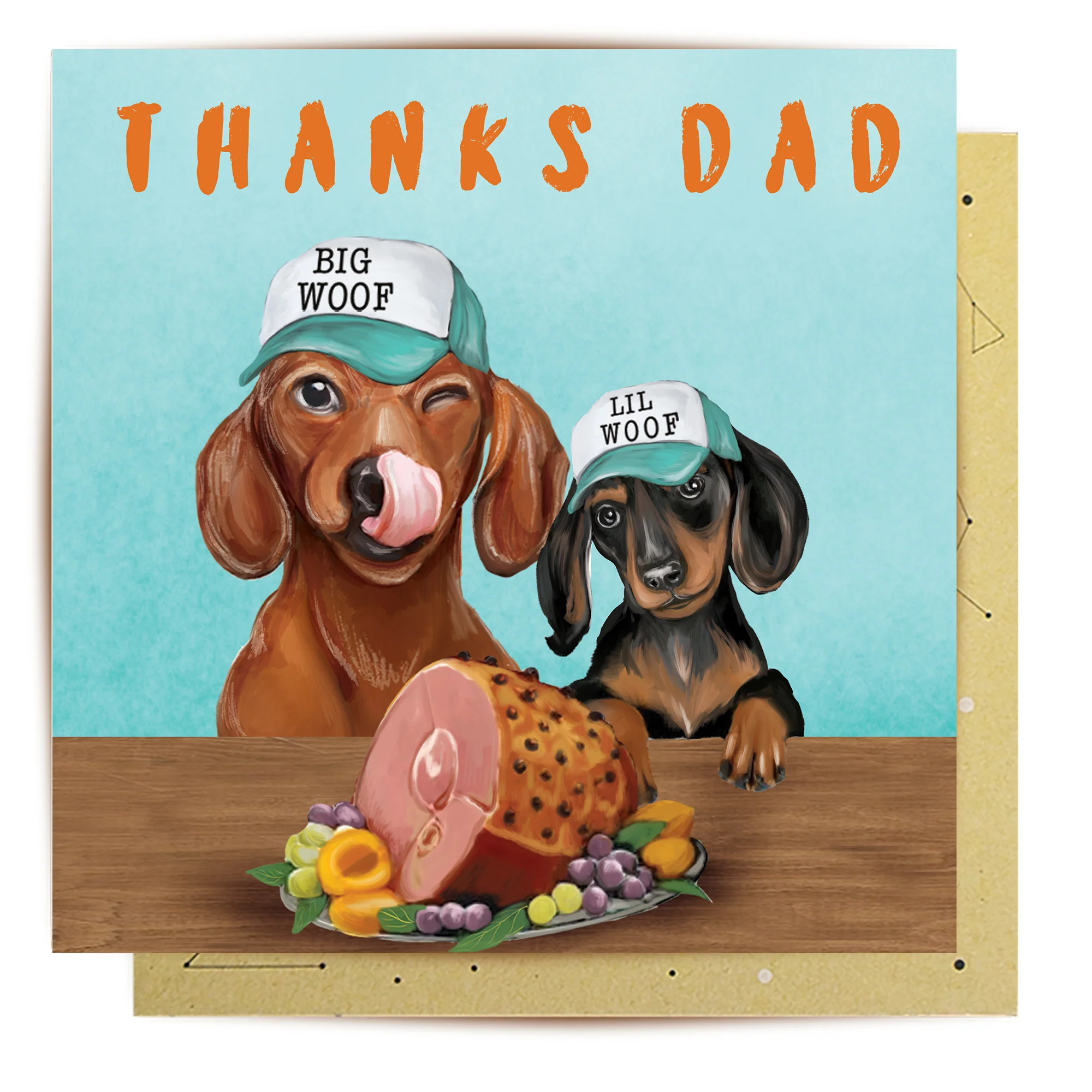 Greeting Card Thanks Dad Daschunds