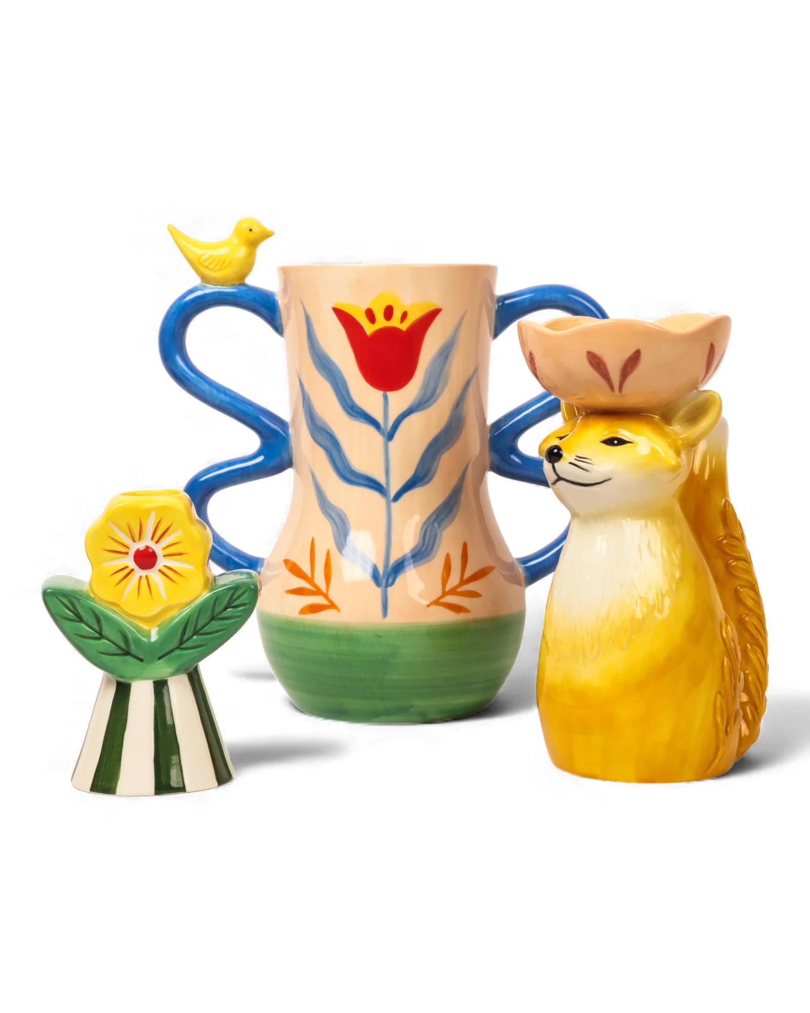Retro Folk Stoneware Candle Holder - Image 6