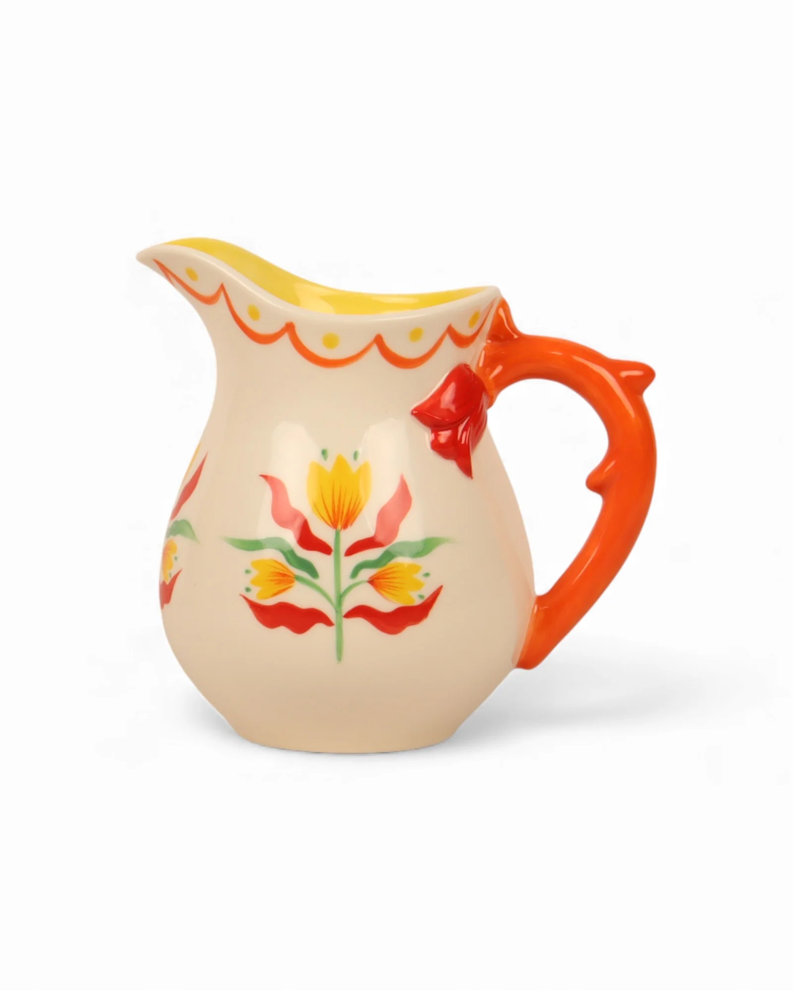 Retro Folk Stoneware Hand Painted Milk Jug - Image 3