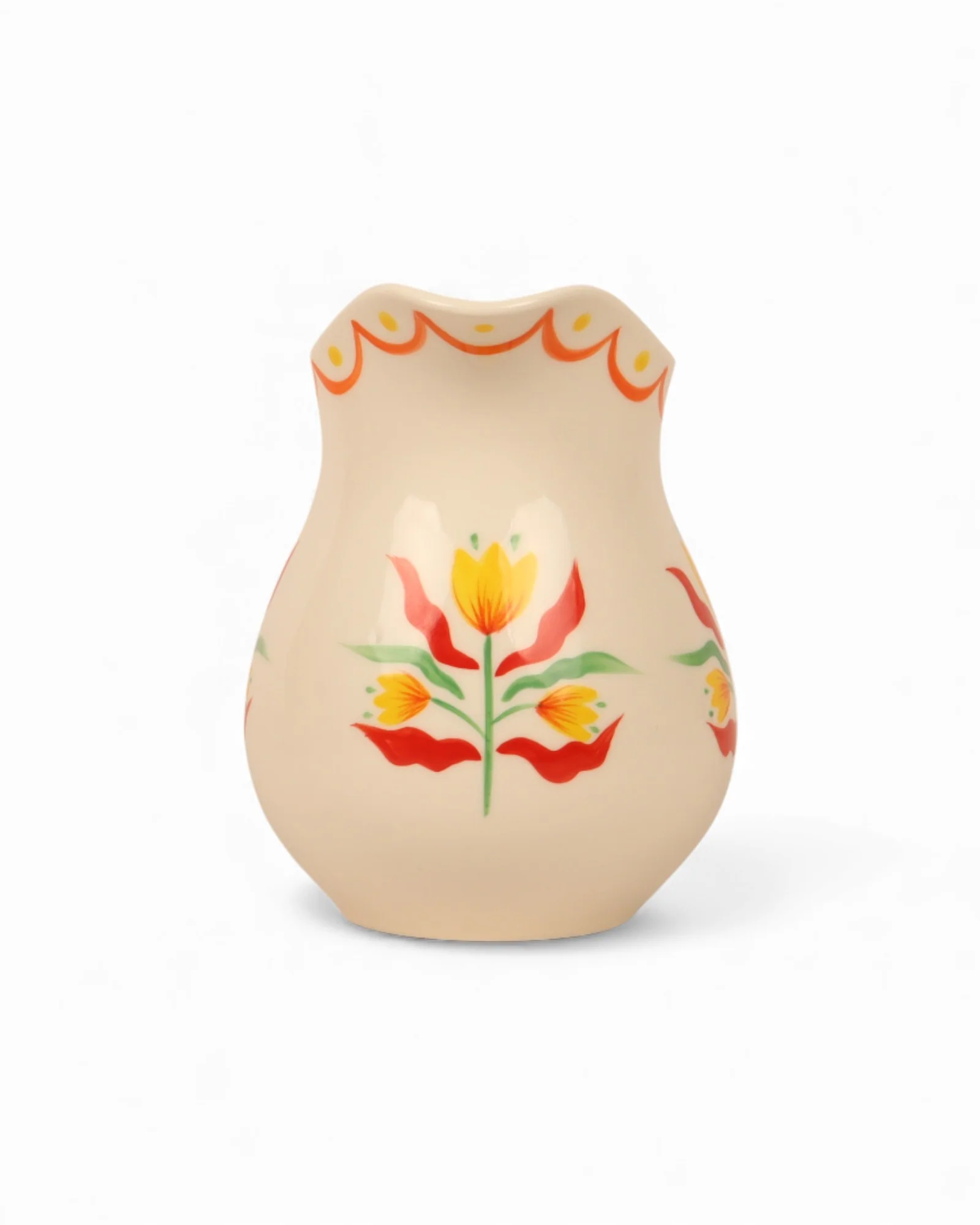 Retro Folk Stoneware Hand Painted Milk Jug - Image 4