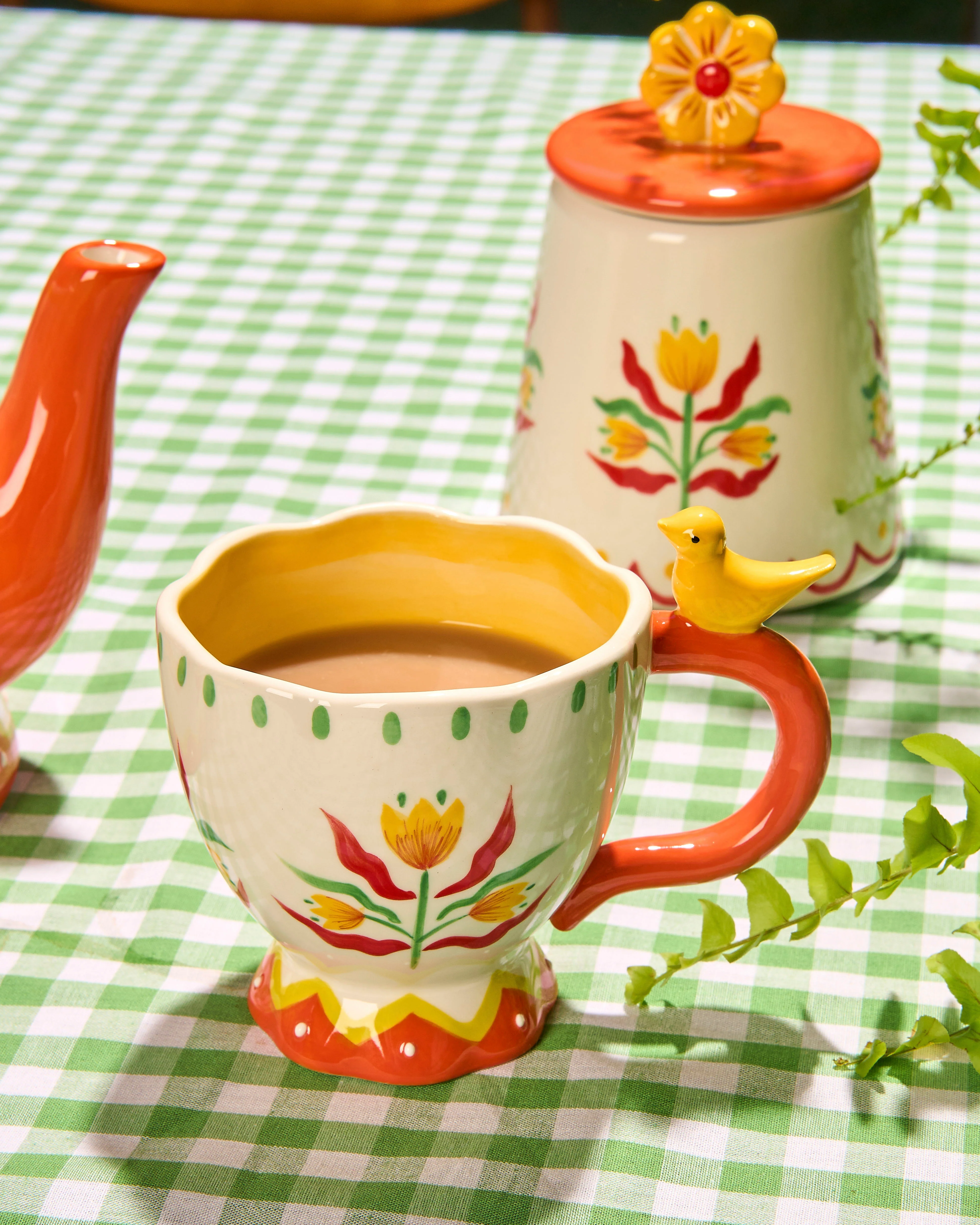 Retro Folk Stoneware Hand Painted Mug - Image 3