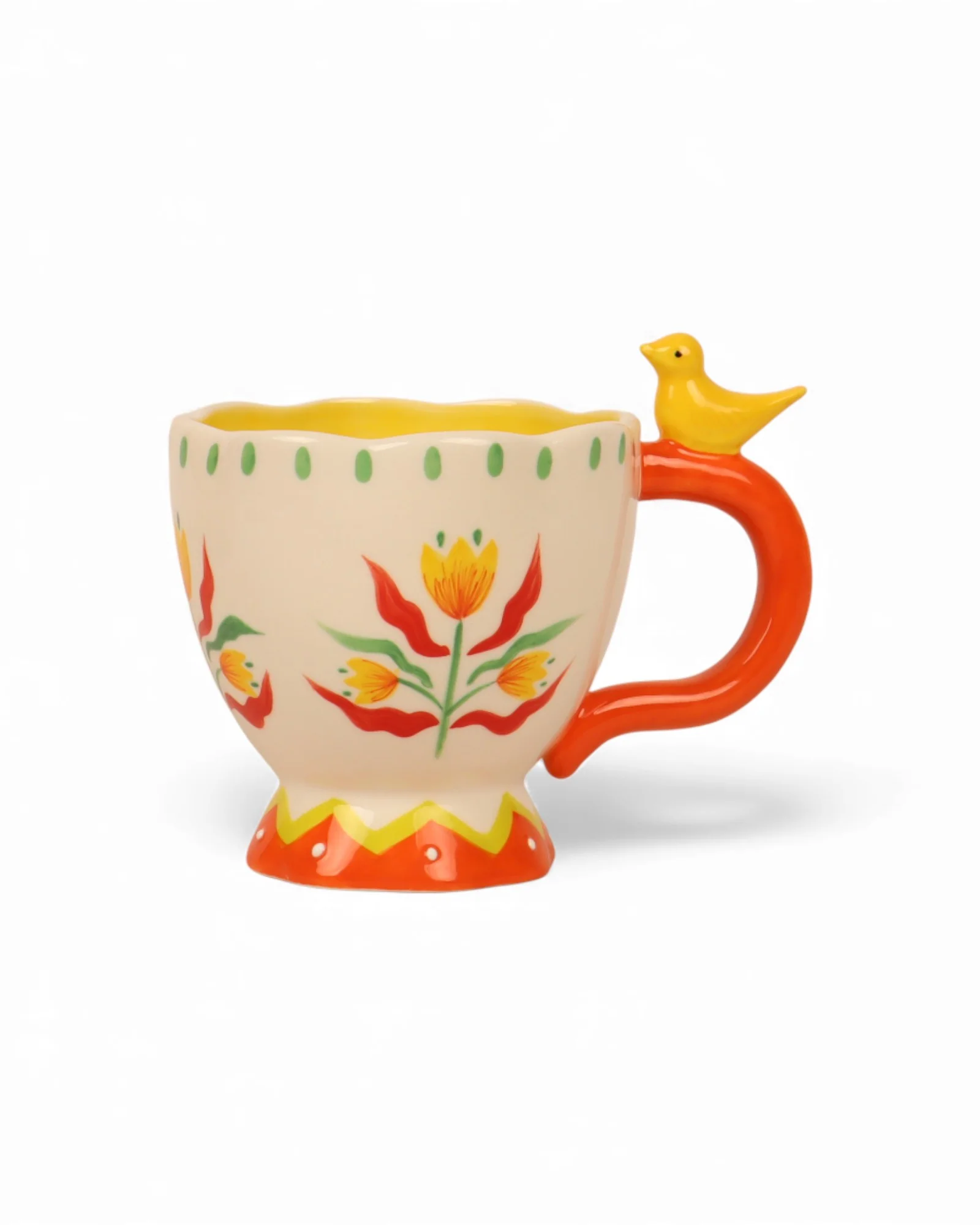 Retro Folk Stoneware Hand Painted Mug - Image 4