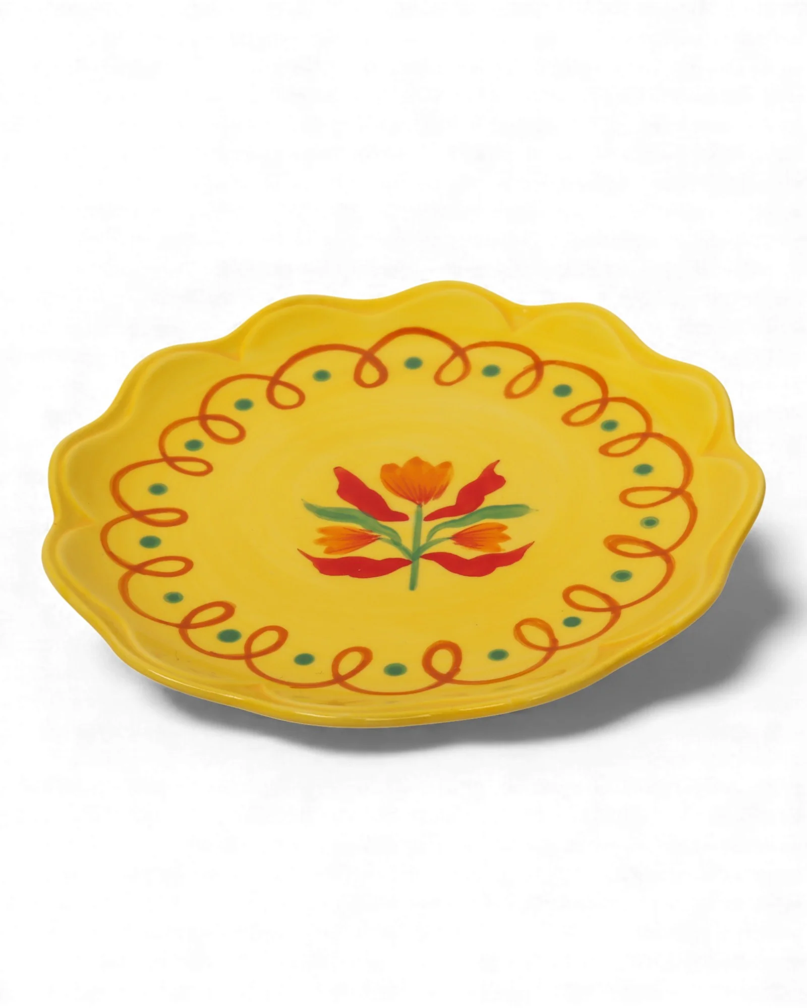 Retro Folk Stoneware Hand Painted Plate - Image 3