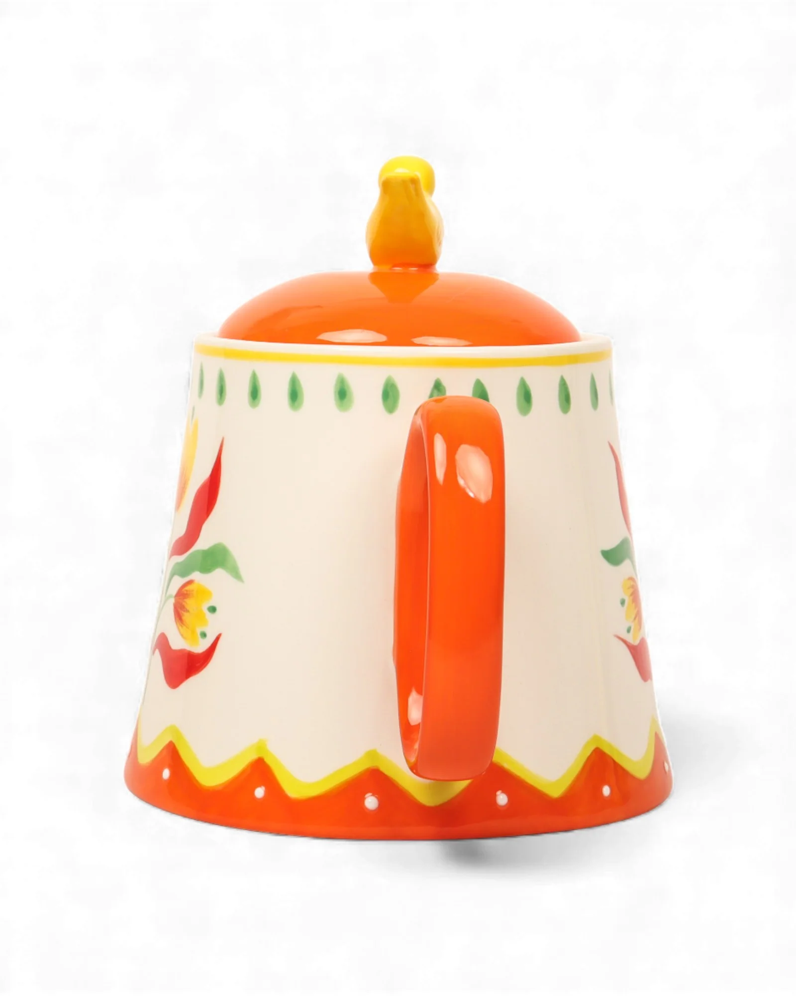 Retro Folk Stoneware Hand Painted Teapot - Image 5