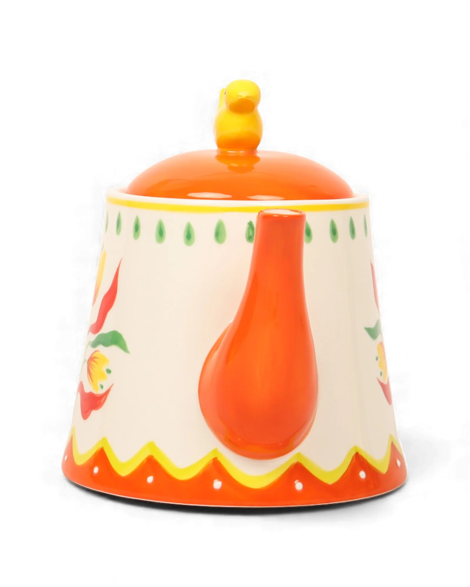 Retro Folk Stoneware Hand Painted Teapot - Image 6
