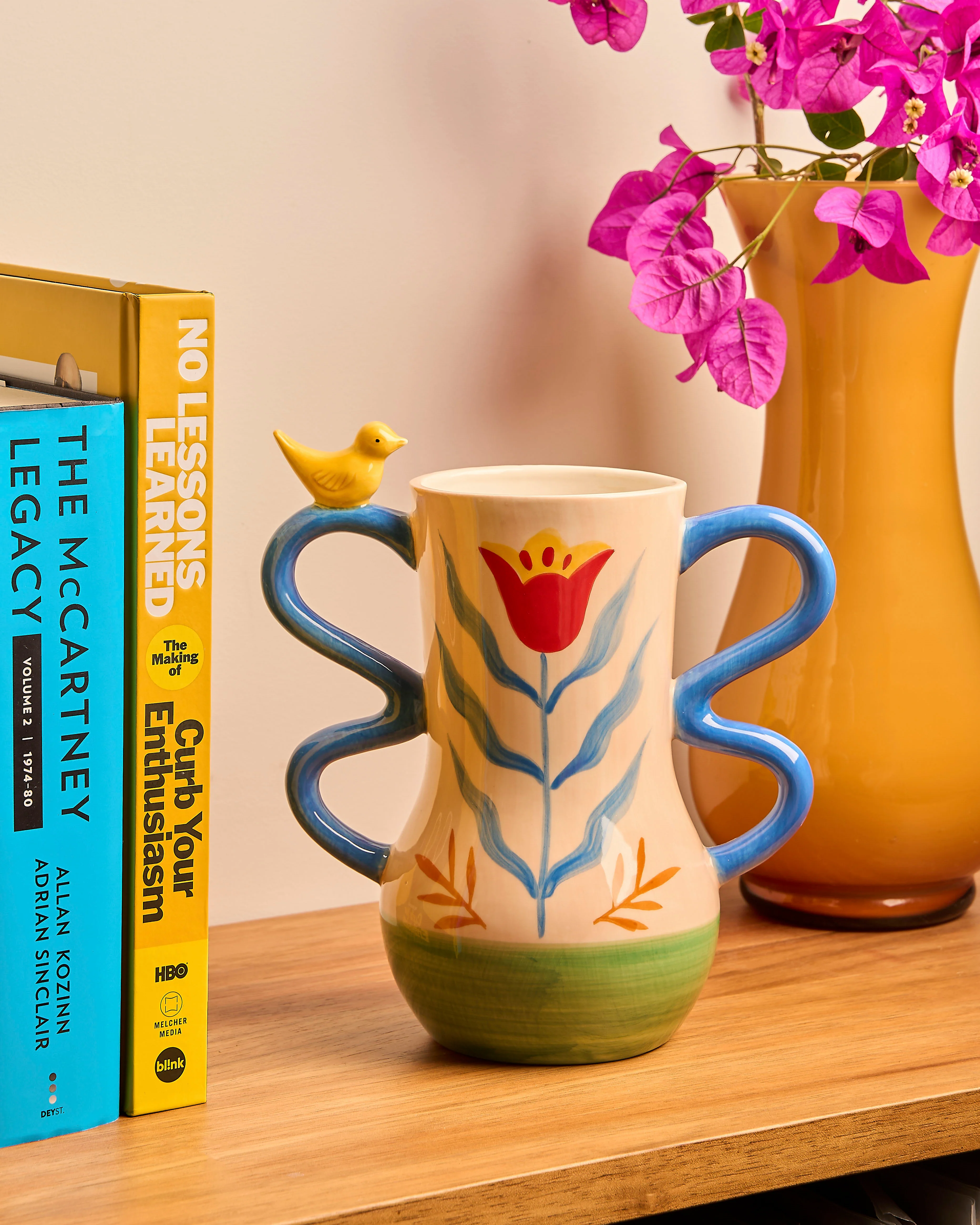 Retro Folk Stoneware Hand Painted Vase - Image 3