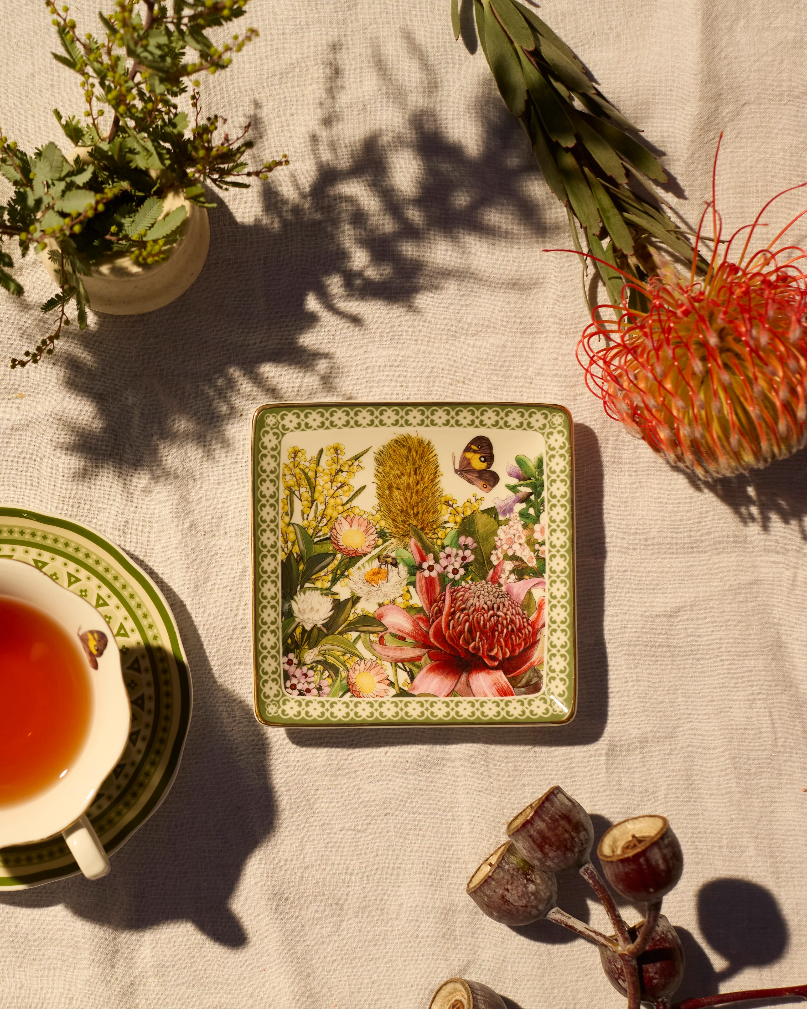 Square Trinket Tray Botanical Blooms - Image 2
