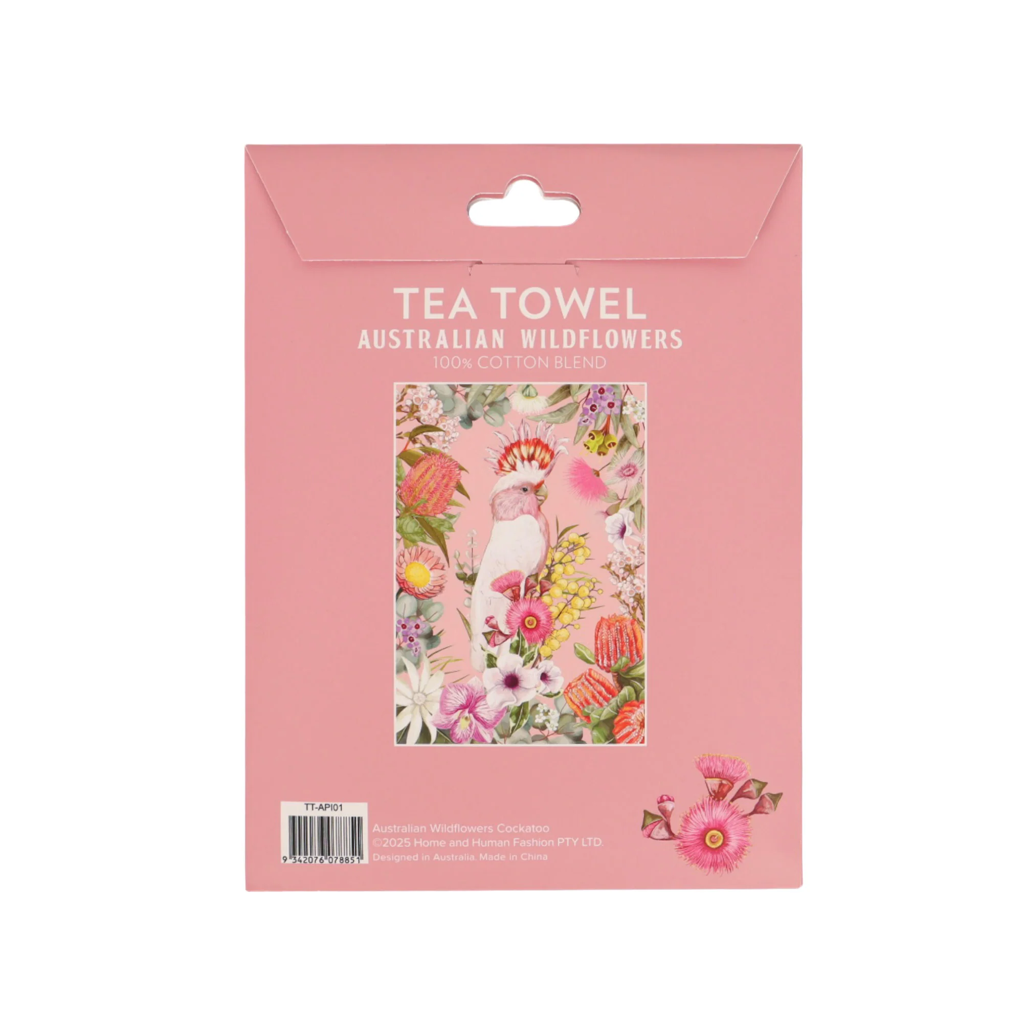 Cotton Tea Towel Australian Wildflowers Cockatoo - Image 3